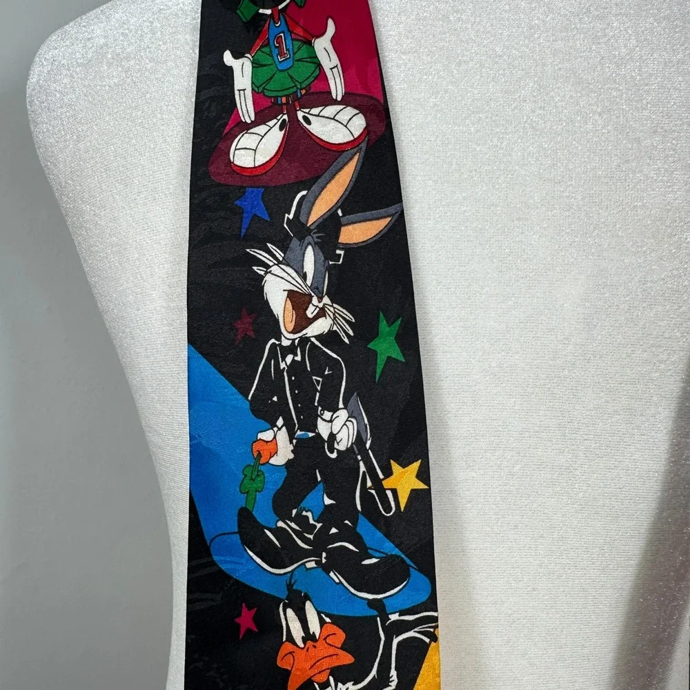 Vintage Looney Tunes Character Necktie Bugs Bunny Marvin Martian Taz Tie